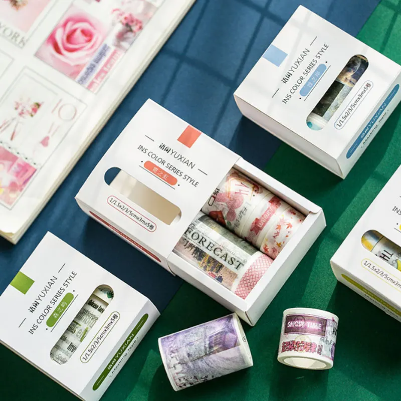 5 шт./кор. INS простой серии дневник декоративная лента Washi Скрапбукинг DIY Стикеры клейкая лента изоляционная лента канцелярские принадлежности