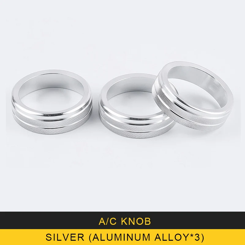 GELINSI Car 3/psc A/C knob cover volume knob frame air condition knob trim Sitcker for Volkswagen Tiguan 2010 - Название цвета: AC knob-silverX3