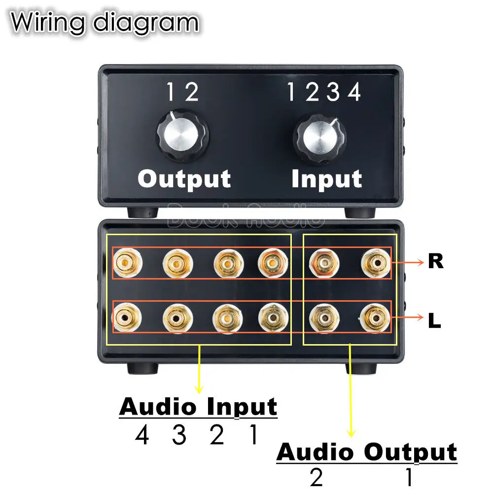 Дук аудио мини Hi Fi стерео 4 в 2 выход RCA разветвитель сигнала/селектор Пассивный