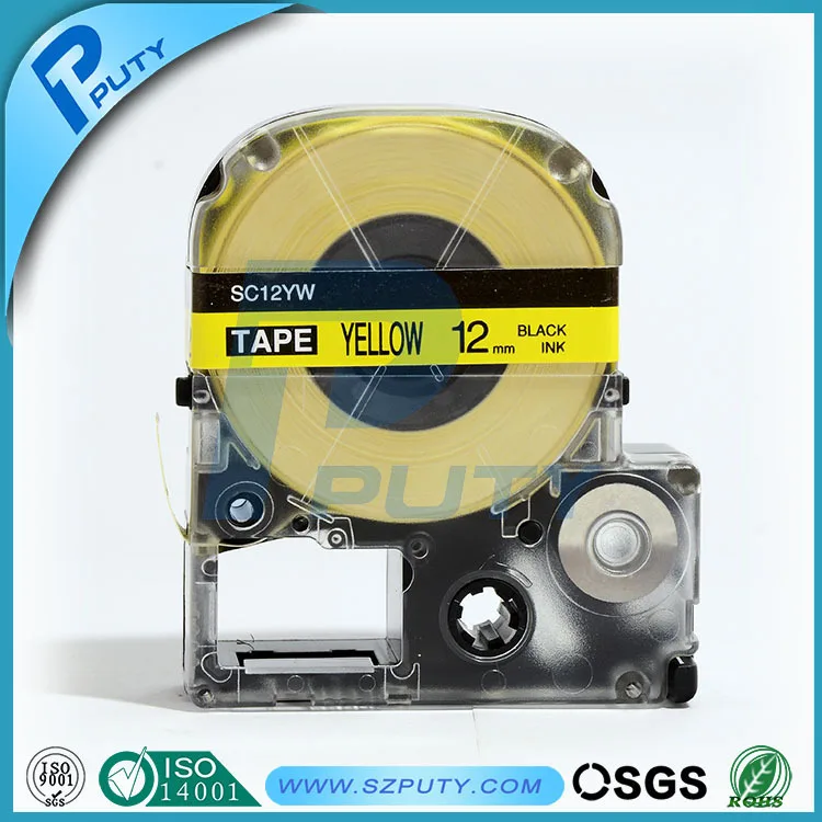 20pcs/lot 12mm Label Tape Cartridge 100% compatible for Kingjim TEPRA LW-300 LW-400 SC12YW black ink on yellow tape | Компьютеры и
