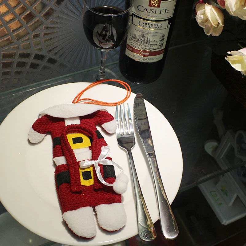 Рождественский костюм Санты украшение стола нож и чехол для вилок Набор