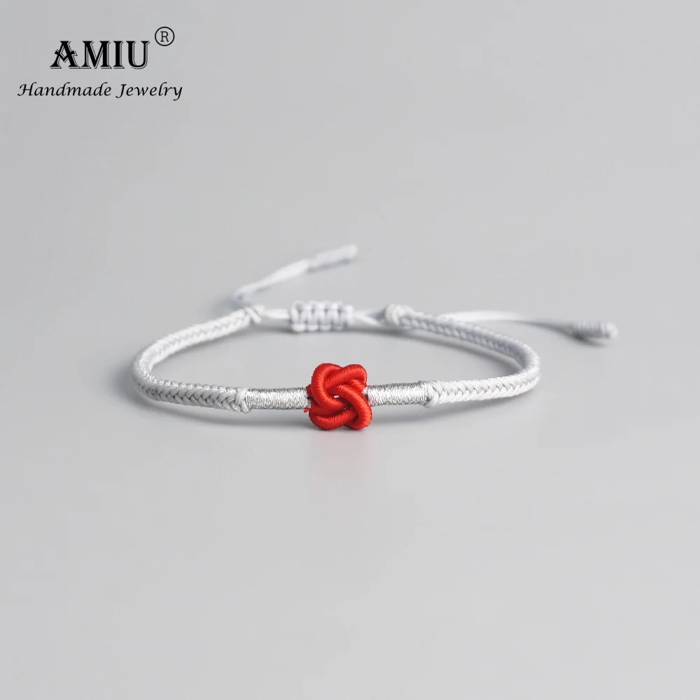 AMIU тибетский буддийский счастливый амулет Красные Узелки тибетские браслеты и