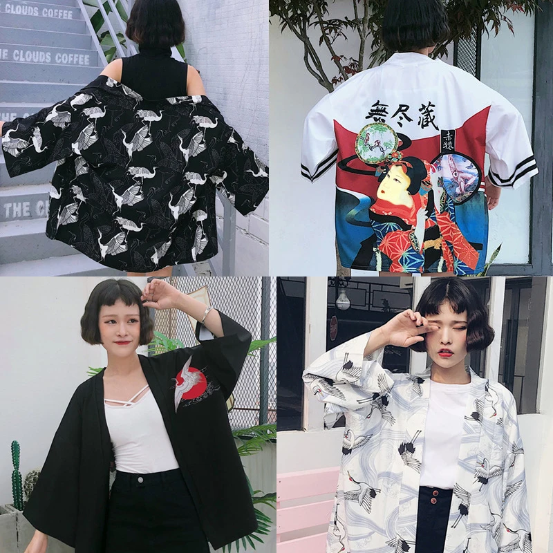 Fashion Harajuku Style Women Shirt Summer Loose Thin Embroidery Print Cardigan Retro Wild Chiffon Sunscreen Clothing Jacket C235 |
