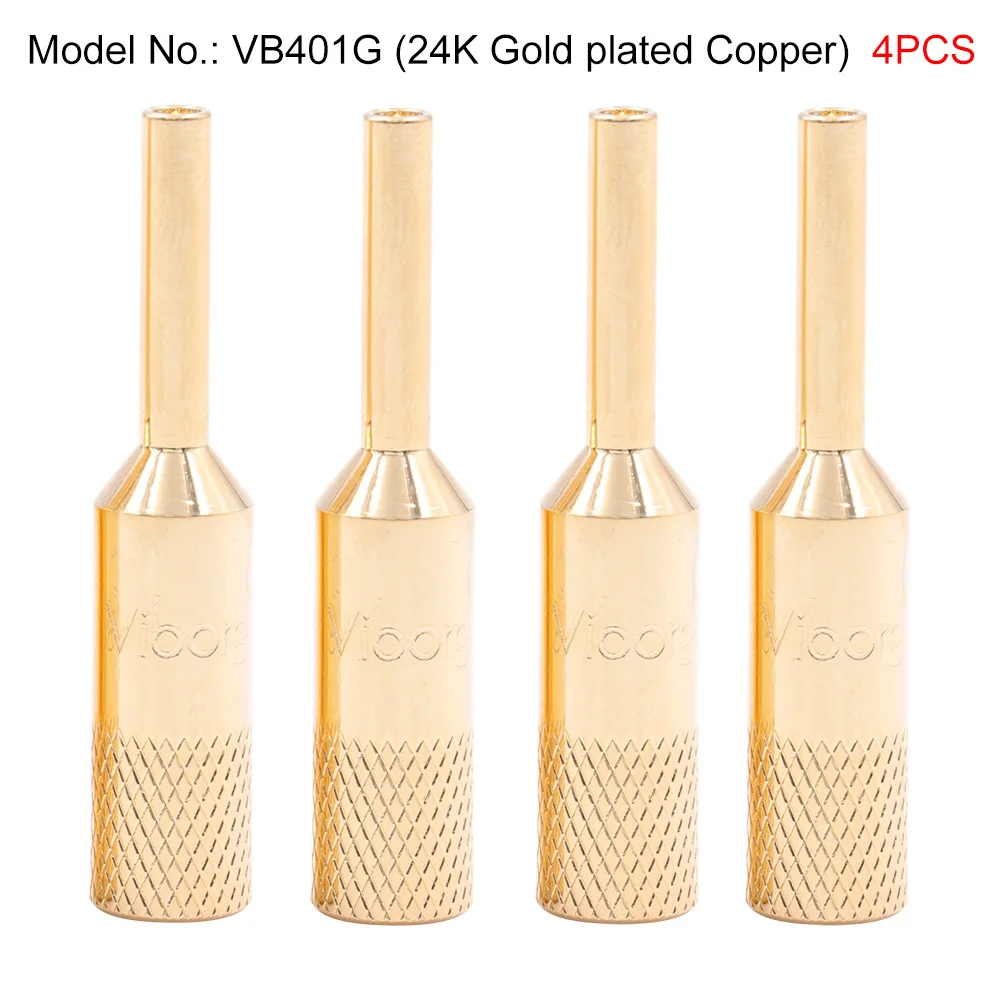 GOLD-COPPER-4PCS Выборг высокого класса 99.995% Чистая медь Мужской Разъем типа "банан" Hifi аудио динамик AMP связывающий пост винтовой замок с термоусадочной - Цвет: GOLD-COPPER-4PCS