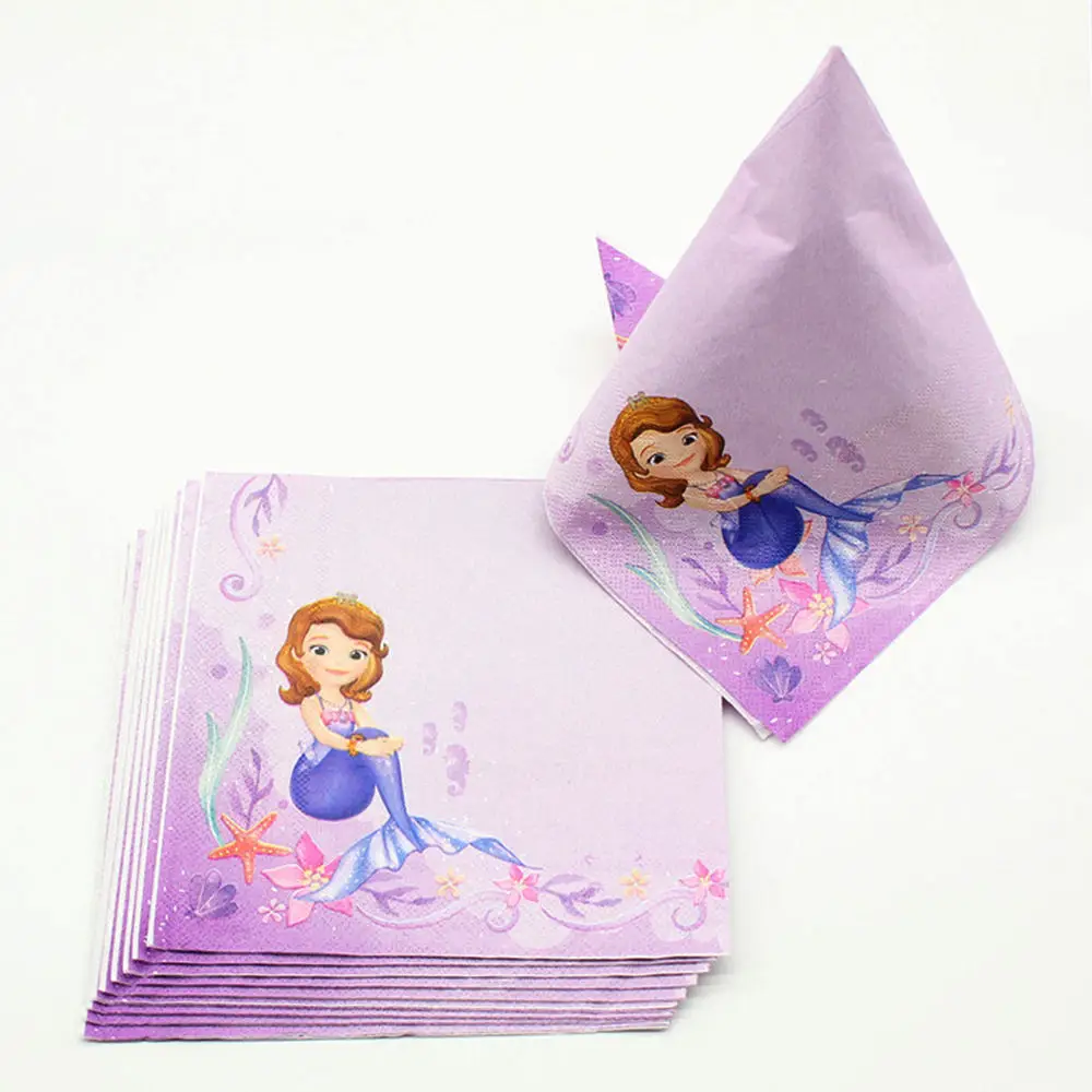 10PCS Салфетка одноразовая салфетка Вечеринка дня рождения событие тема салфетка с героями мультфильмов семейные вечерние надпись с днем рождения - Цвет: 10PCS