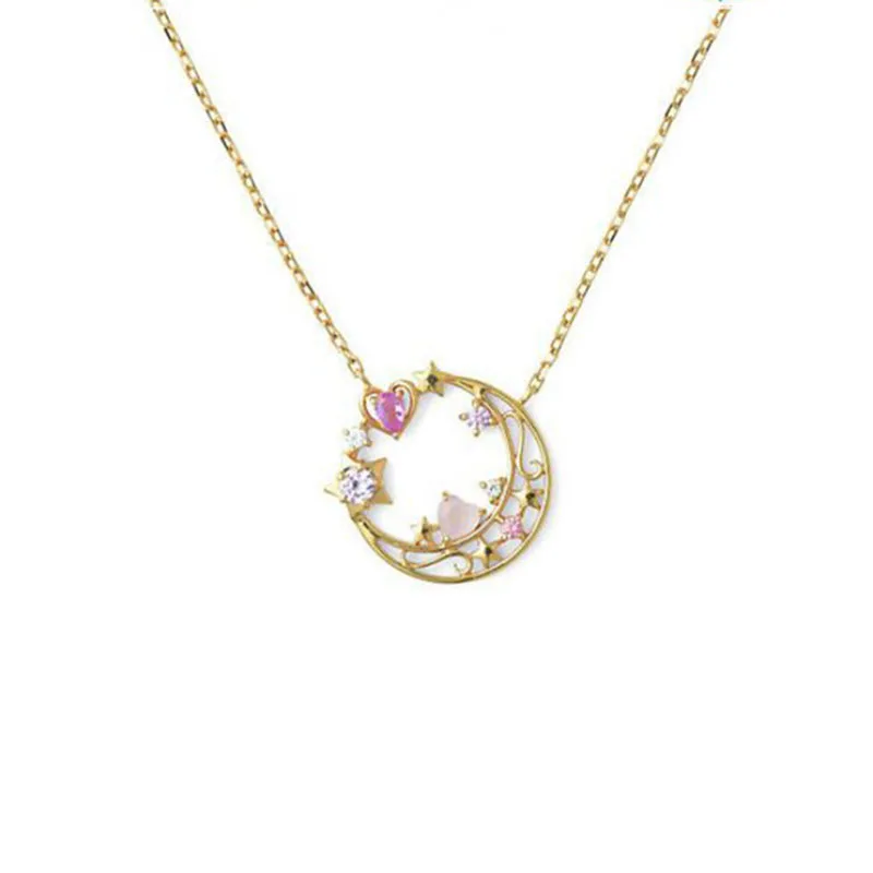 

anime sailor moon 25th anniversary 925 Sterling silver Moon & Chibimoon Necklace jewelry charm collection