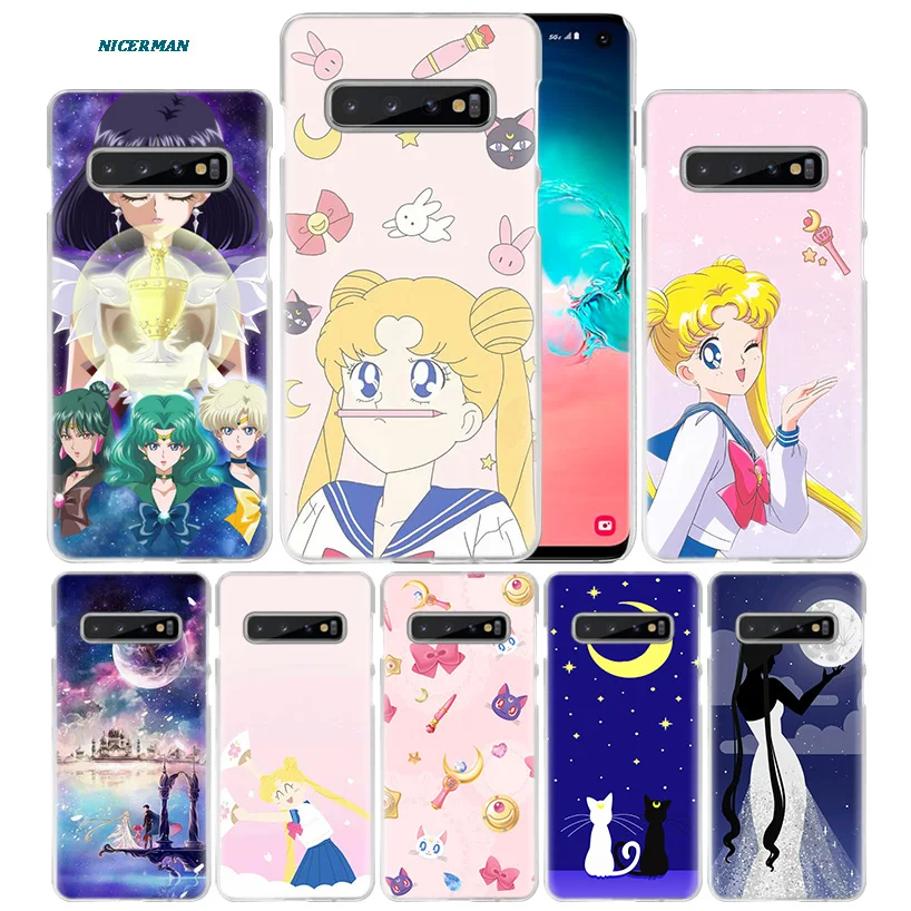 Чехол с принтом "Сейлор Мун" для samsung Galaxy S10 5G S10e S9 S8 M30 M20 M10 J4 J6 плюс J8 Note 8 9 прозрачный жесткий чехол для телефона с рисунком из аниме для девочек