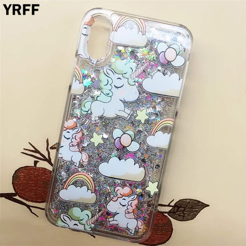 Чехол для iphone X с единорогом чехол блестками звездой динамической жидкостью