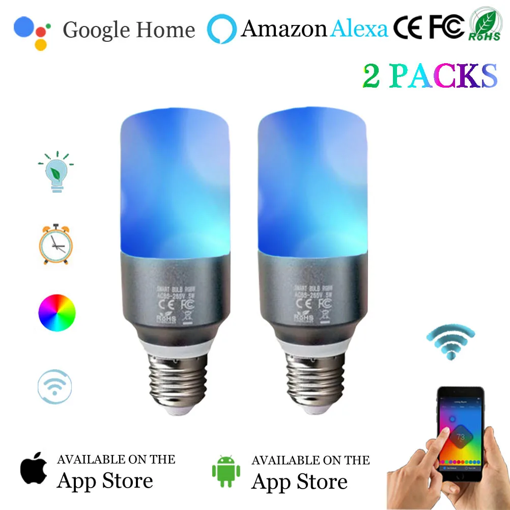 Умная WiFi лампа для свечей E27 Светодиодная RGBW AC85 265V с регулируемой яркостью