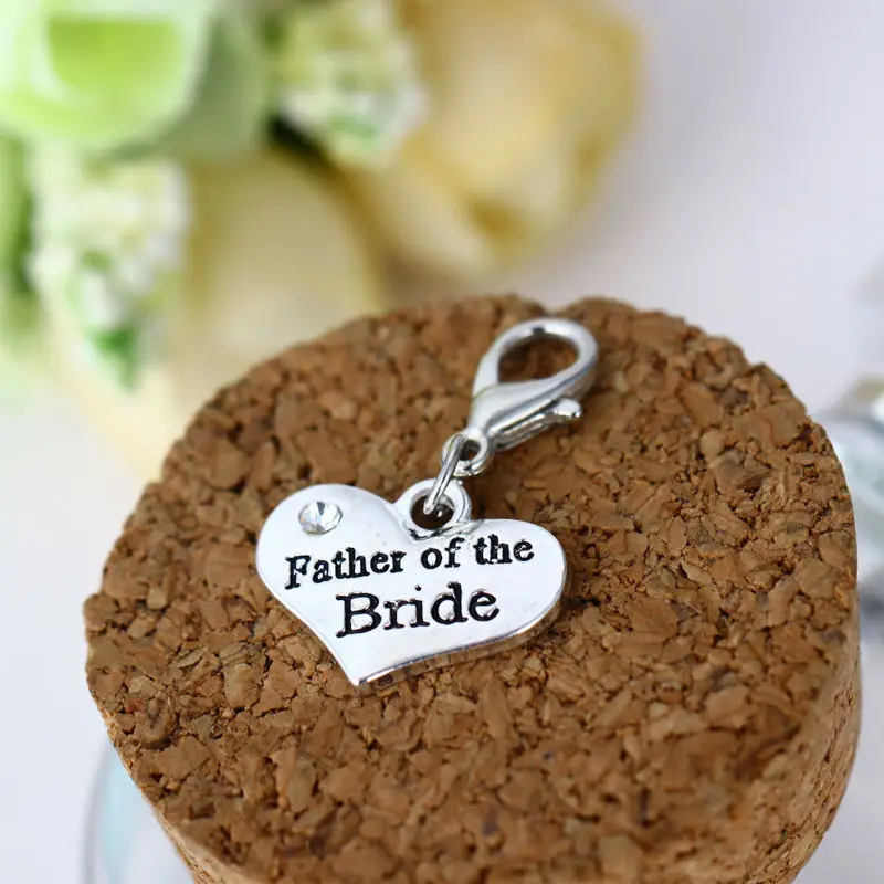 Брелок с кристаллами в виде сердца отца невесты|wedding keychain|key chain ringman keyring |
