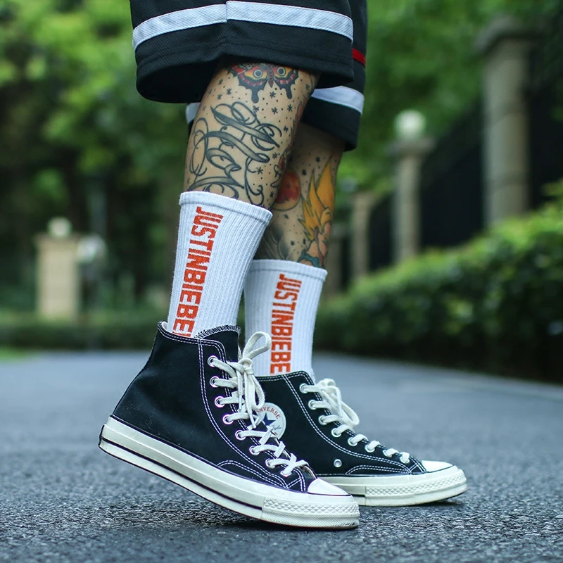 IMINCN 1Pair justin bieber sport casual hiphop Harajuku Cute Patter Ankle Socks Hipster Skateboard man Funny | Мужская одежда