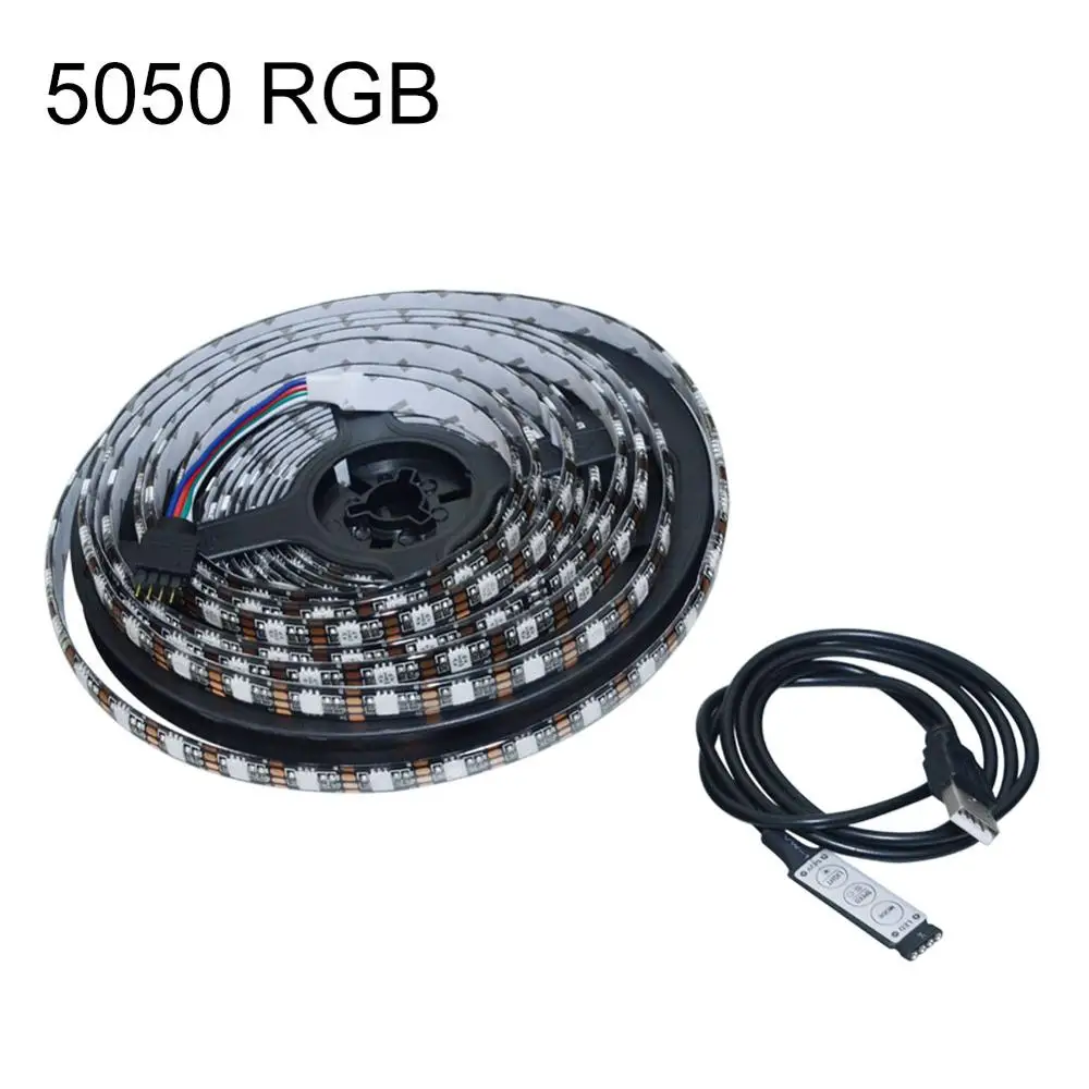 RGB светодиодные полосы Водонепроницаемый 5050 DC 5 в USB светодиодный свет гибкие полосы ленточное освещение 50 см 1 м 2 м 3 м 4 м 5 м Добавить пульт дистанционного управления для подсветки телевизора - Испускаемый цвет: RGB 3 Key