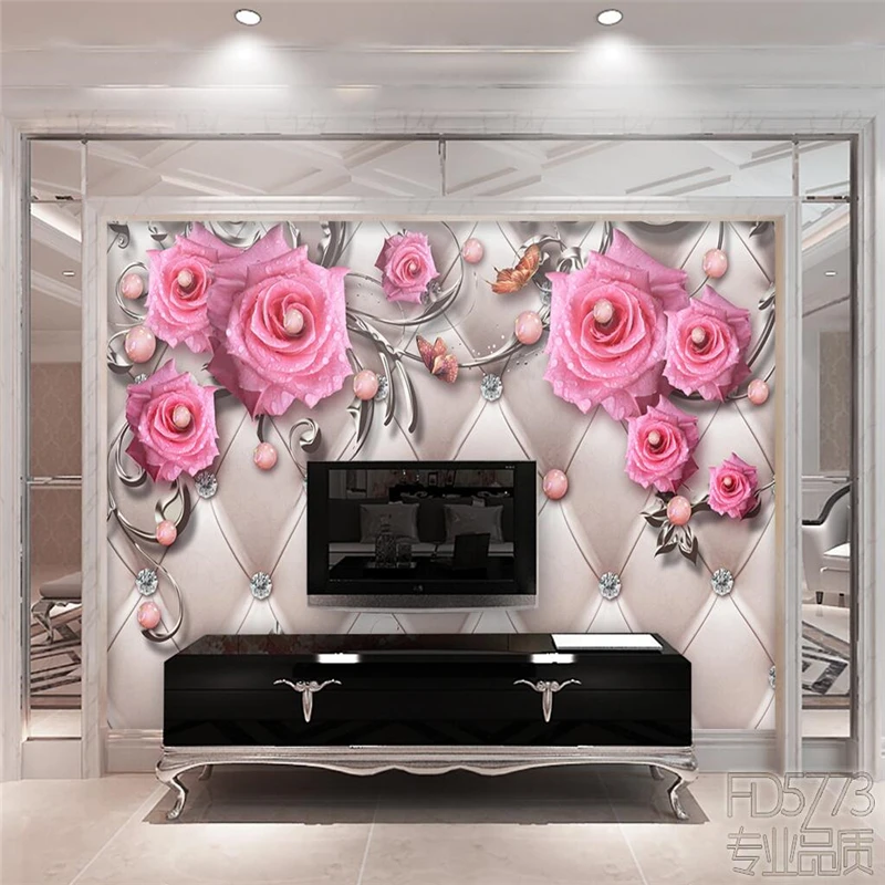 Фотообои beibehang на заказ изысканные роскошные трехмерные украшения цветы мягкая