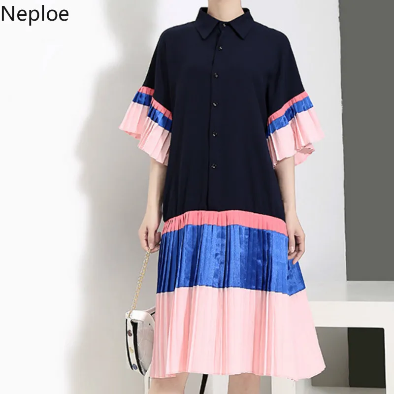 Neploe/лето 2019 женское платье новая мода отложной воротник рукав-клеш
