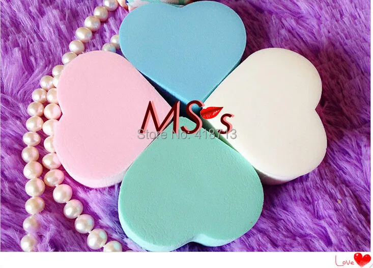 Wholesale 120pc/lot Heart Shaped Synthetic Sponge Powder Pad Wash sponge Facial Cleansing flutter soft Gift |