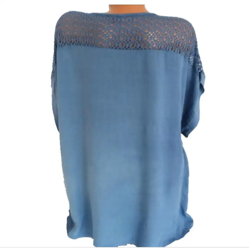 Женские летние рубашки топы с вышивкой и коротким рукавом свободная ажурная