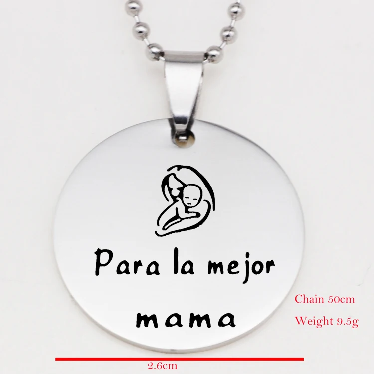 &quotPara la mejor mama&quot ожерелье прекрасный ребенок из нержавеющей стали диск женские