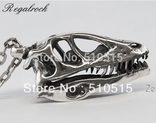 Goth Dinosaur Skull Necklace Dino Pendant Tyrannosaurus Rex Head Skull Cranium Gothic Jewelry