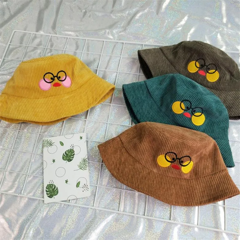 Детские вельветовые с милым цыпленком козырек Рыбацкая шляпа для фотосессий