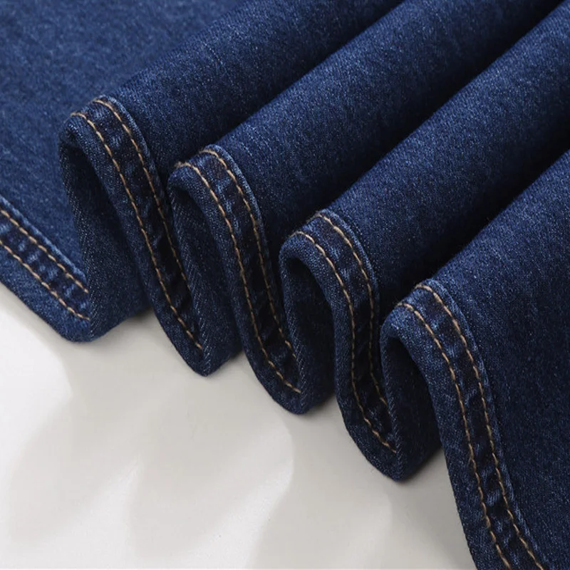 

Summer Mens Denim Pants Classic Straight High Waist Overalls Men Jeans 100% Cotton Middle aged Style Casual Jean Loose Homme