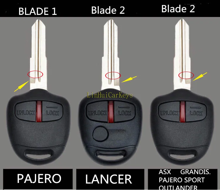 Pinecone для ключа чехол для MITSUBISHI ASX GRANDIS PAJERO SPORT OUTLANDER ключ 2 кнопки Uncut Blade 2 пустой корпус для дистанционного ключа чехол 1 шт