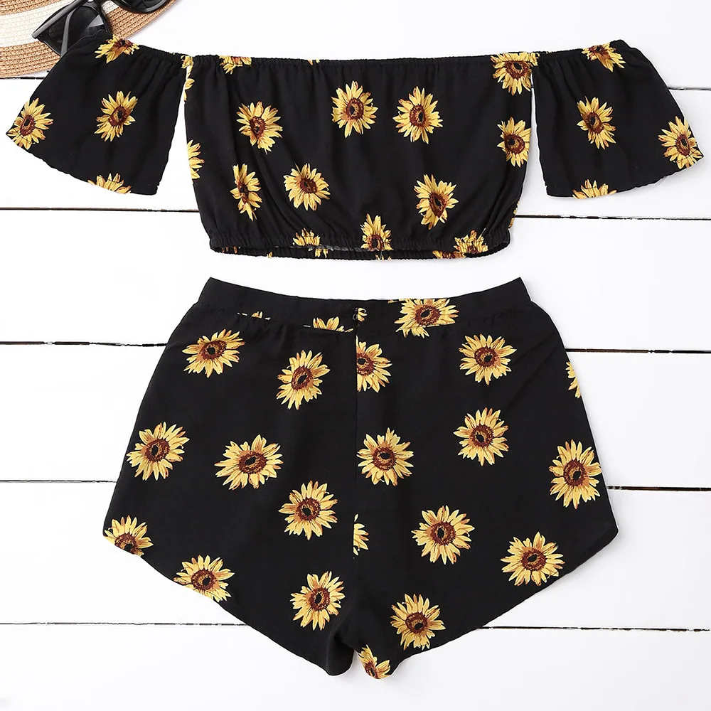 Повседневный комплект из двух предметов женские летние шорты с принтом