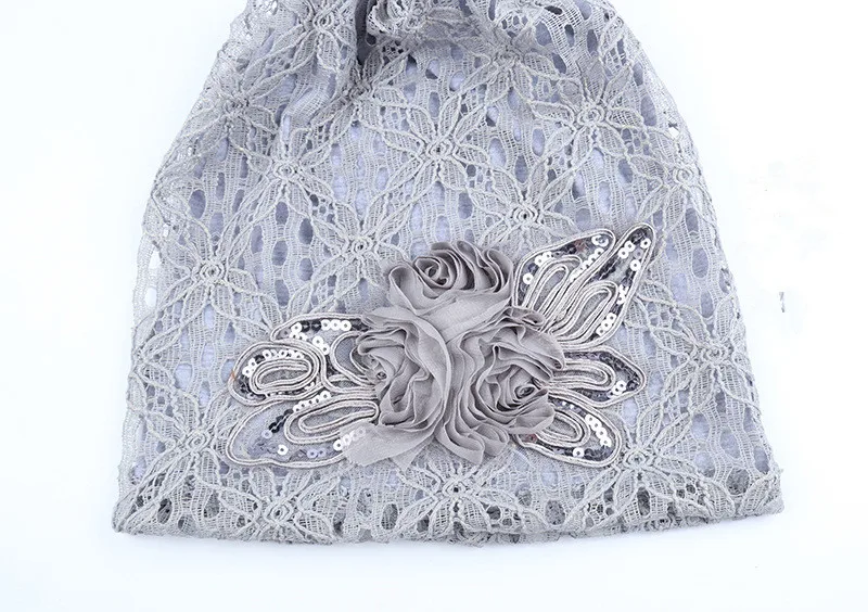 Модный тюрбан шапки для женщин кружево Hollw Beanie кепки зимние вязаные Skullies кепки s цветок Женские повседневные бабочки шапочки