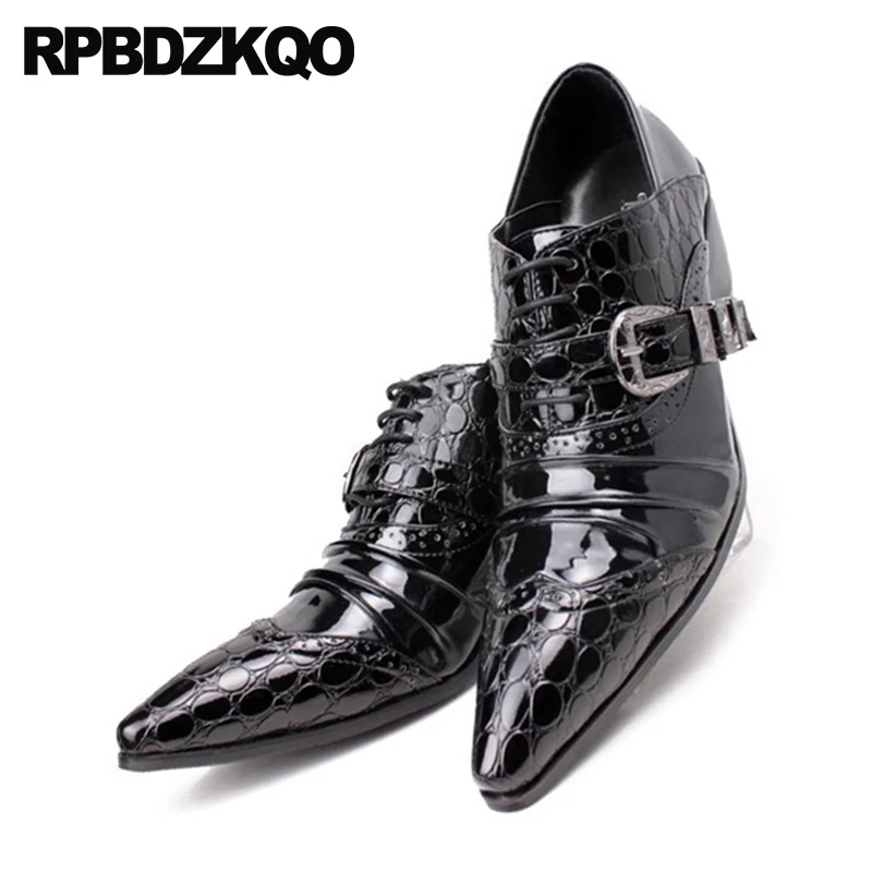 Туфли мужские под крокодиловую кожу змеиную брендовая Роскошная обувь для офиса