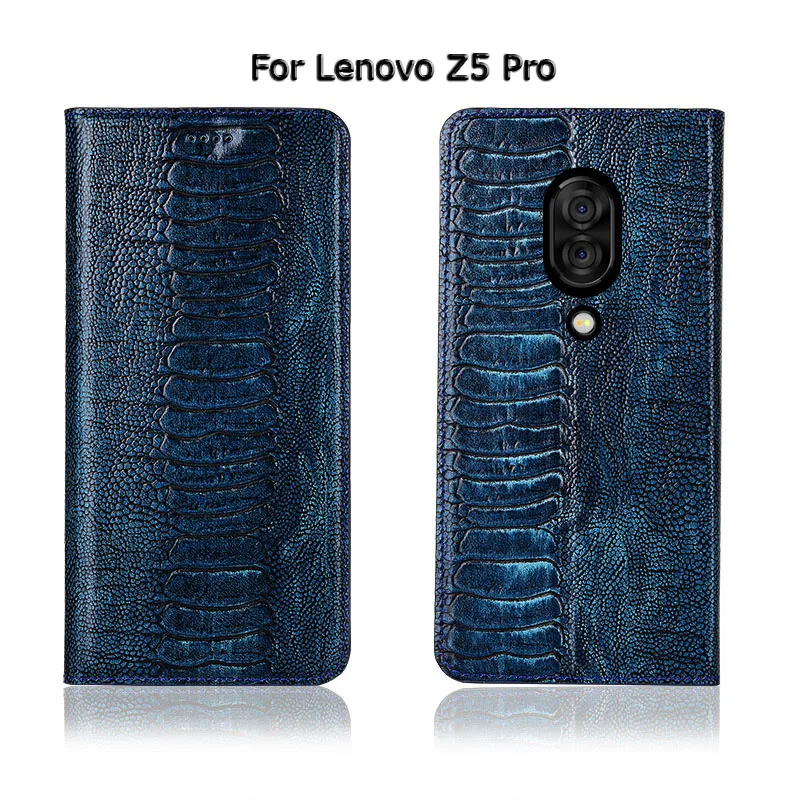 Роскошные Страус ног подставка для зерна флип чехол для lenovo Z5 Z5s Pro крышка из натуральной яловой кожи чехол для телефона