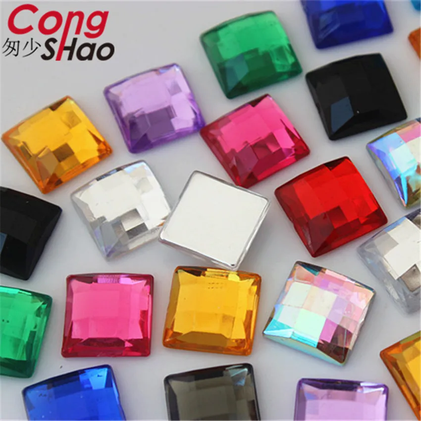 Mix Color Cong Shao, 100 шт, 12 мм, граненые, квадратные, цветные, с плоской задней стороной, акриловые стразы, отделка камней и кристаллов, сделай сам, аксессуары для костюма ZZ731 - Цвет: Mix Color