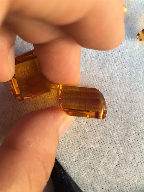 Yellow crystal polygonal pendant DIY jewelry yellow stone | Украшения и аксессуары