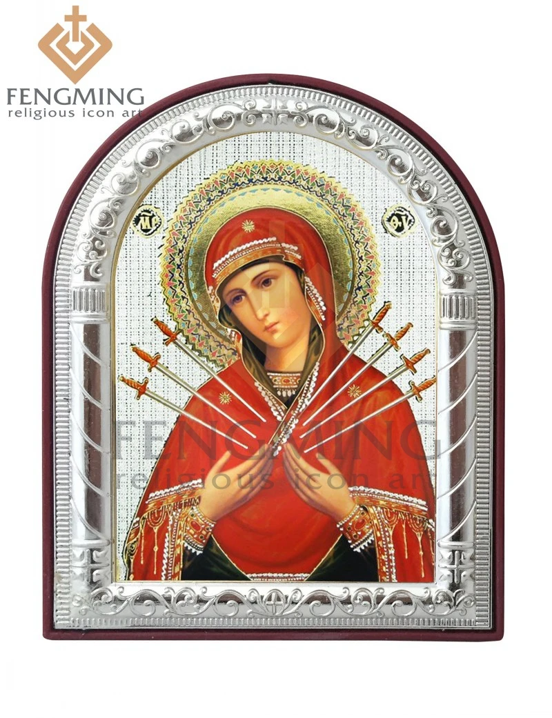 Фото восточных церкви Девы Марии семь мечей из металла Серебряная Золотая оправа