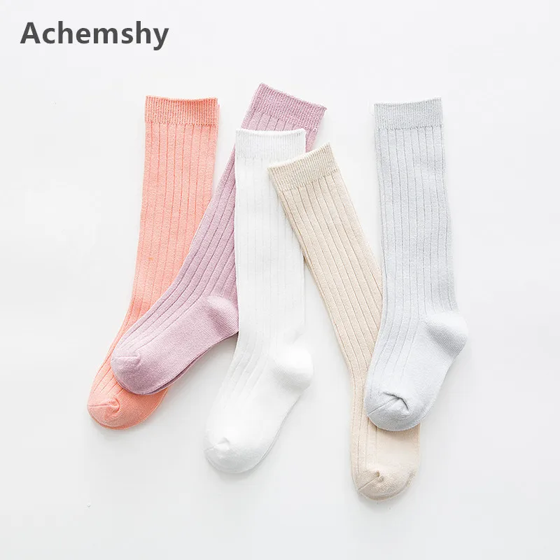 Spring Infant Long Tube Socks Cotton Solid Wide Striped Knee High Baby Boys Girls Newborn Leg Warm 0-3 Y | Детская одежда и обувь