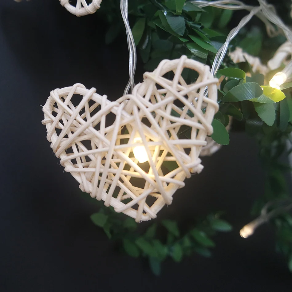 Креативная светодиодная гирлянда в форме сердечка рантана с питанием от