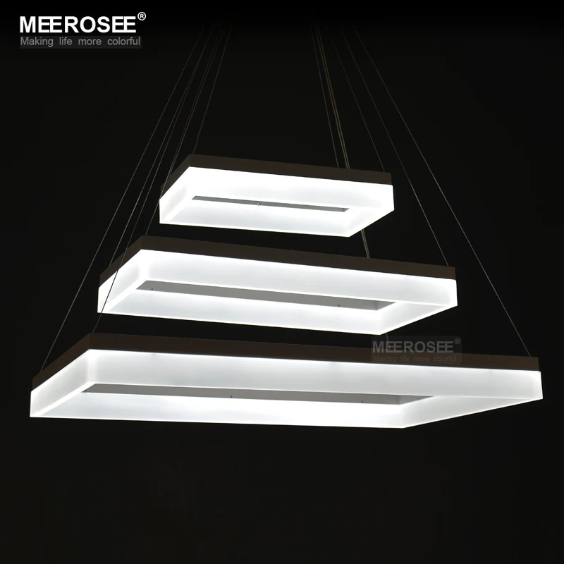 Новейший дизайн светодиодная люстра белая прямоугольная Подвесная лампа блеск