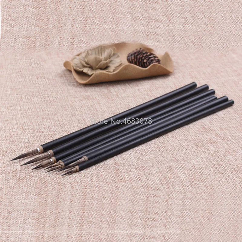 3 шт. Черная Кисть для тонкой краски с крючком китайская Ручка кисть каллиграфии