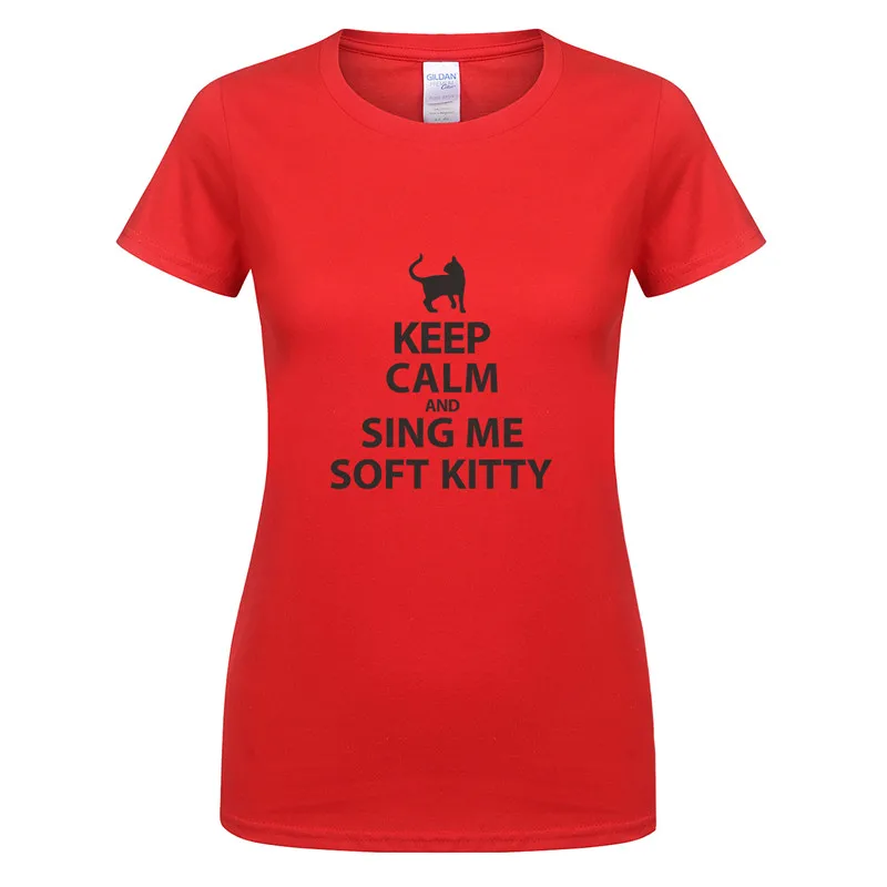 As picture The Big Bang Theory, женская футболка, хлопок, короткий рукав, женская, Keep Calm and Sing Me, футболка "Soft Kitty", Шелдон, футболки, OT-295 - Цвет: As picture