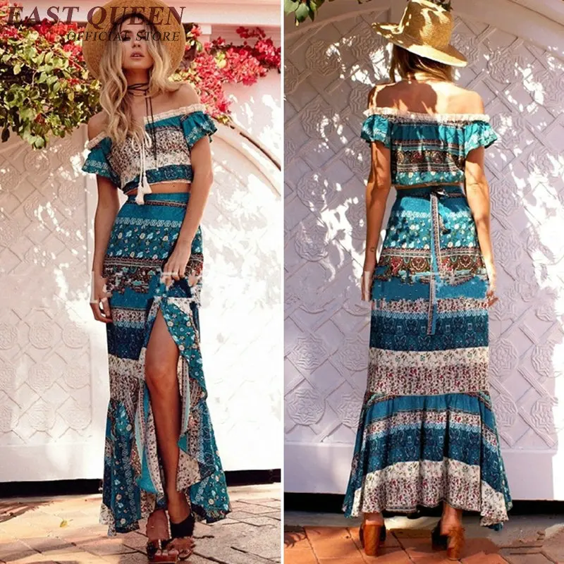 Летний женский праздничный комплект из двух предметов в стиле бохо укороченный