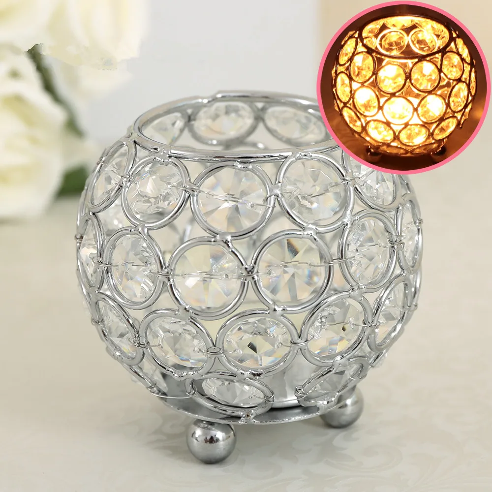 Crystal Candle Holders Bowl Tealight Candlestick Stand Wedding Party Coffee Candy Bar Table Centerpieces Holiday Home Decoration | Дом и сад