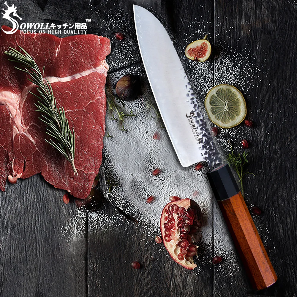 Sowoll ручной работы японский нож шеф-повара кованый дамасский стальной кухонный
