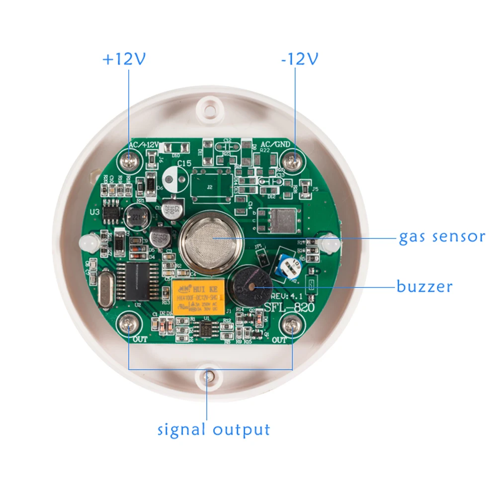 

1 PCS 12VDC Wired Type Ceiling Gas Leak Detector Fire Control Alarm Home security Normally Close relay output signal