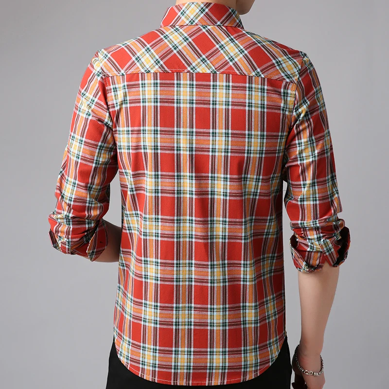 2019 дизайнерские рубашки в клетку с длинным рукавом для мужчин приталенная модная