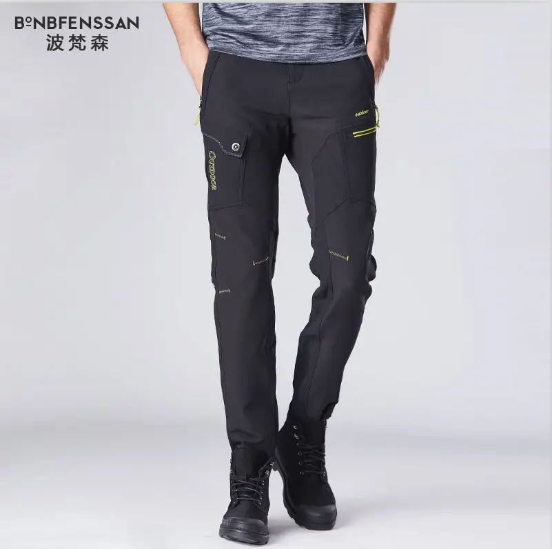 black pants man Новые мужские Походные штаны, флисовые утолщенные уличные брюки, водонепроницаемые ветрозащитные термо штаны для кемпинга, лыжного альпинизма, походные брюки 1819A - Цвет: black pants man