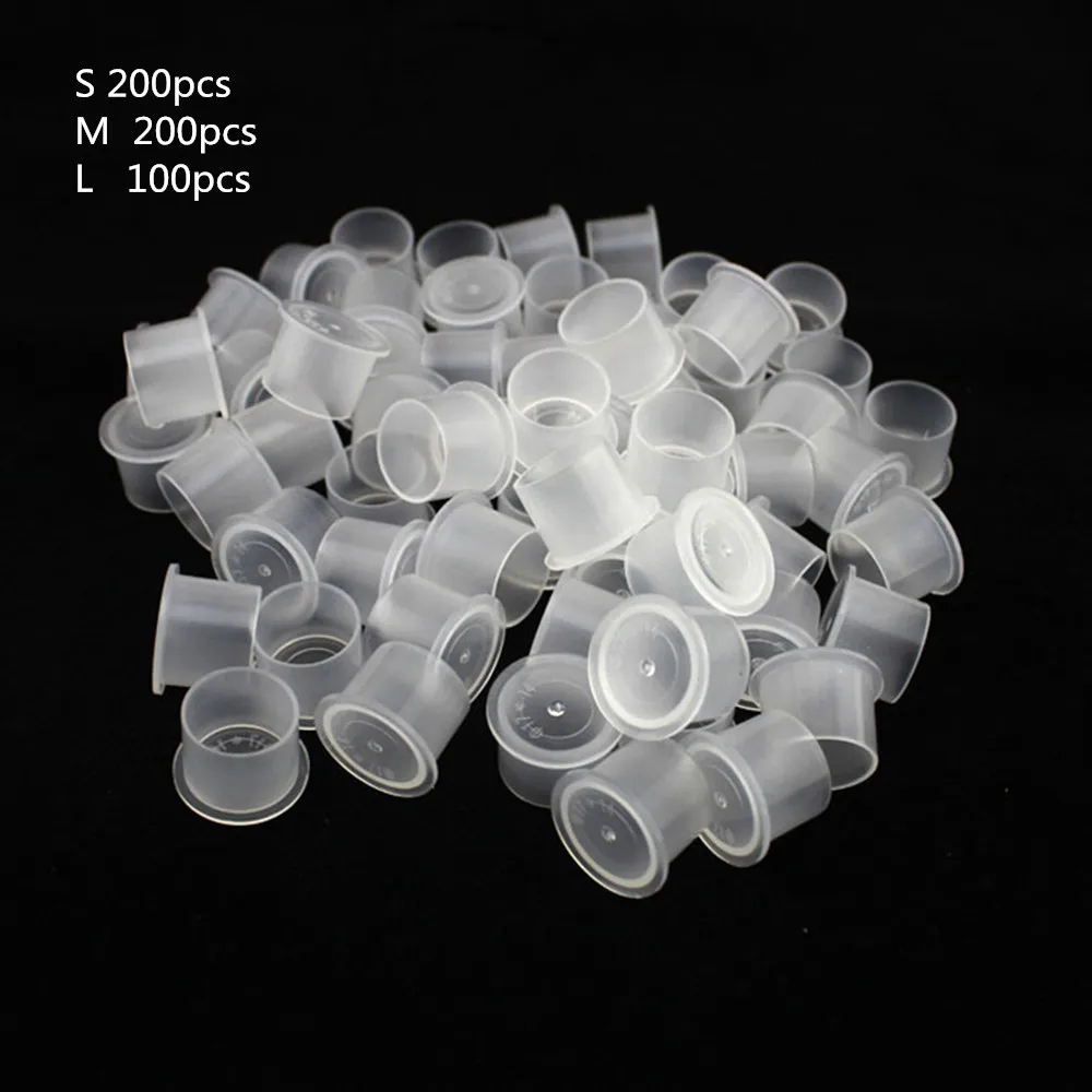 

Copiel 500pcs Mix S/M/L Clear Tattoo Paint Container Plastic Clear With Base Ink Cups Tattoo Pigment Ink Cups