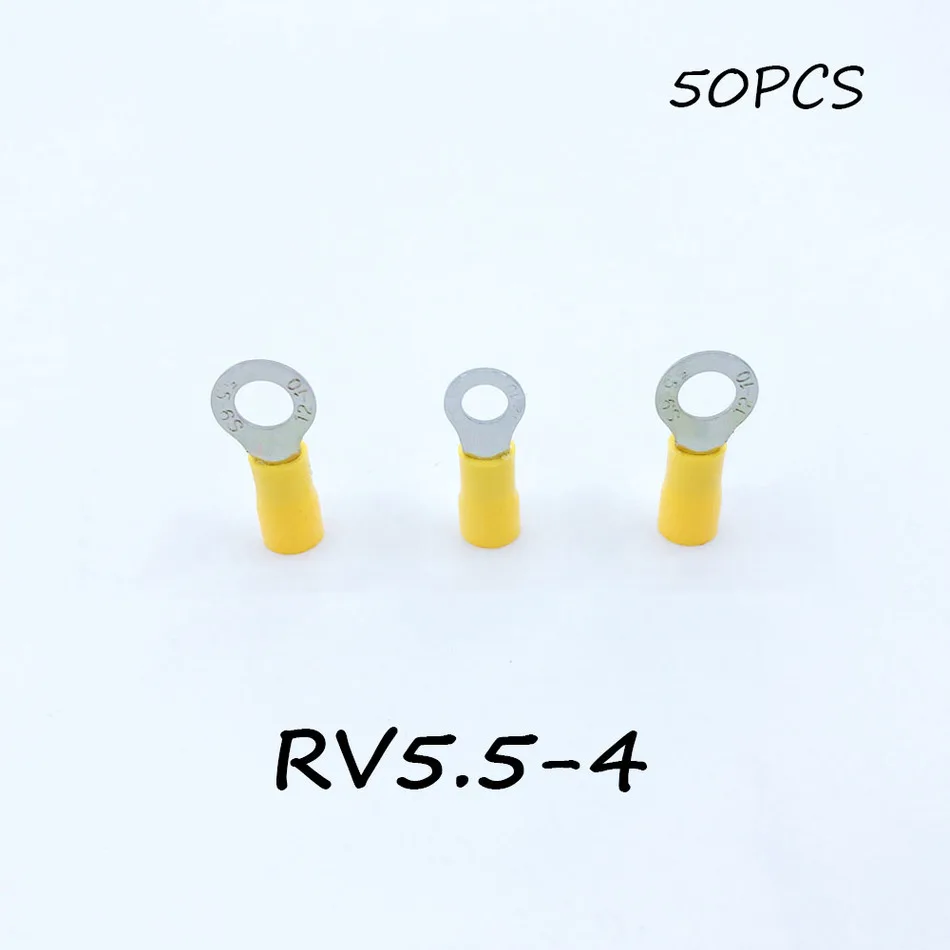 Клеммный блок с кольцевой изоляцией 50 шт. RV5.5-4 желтый кабель провод электрический