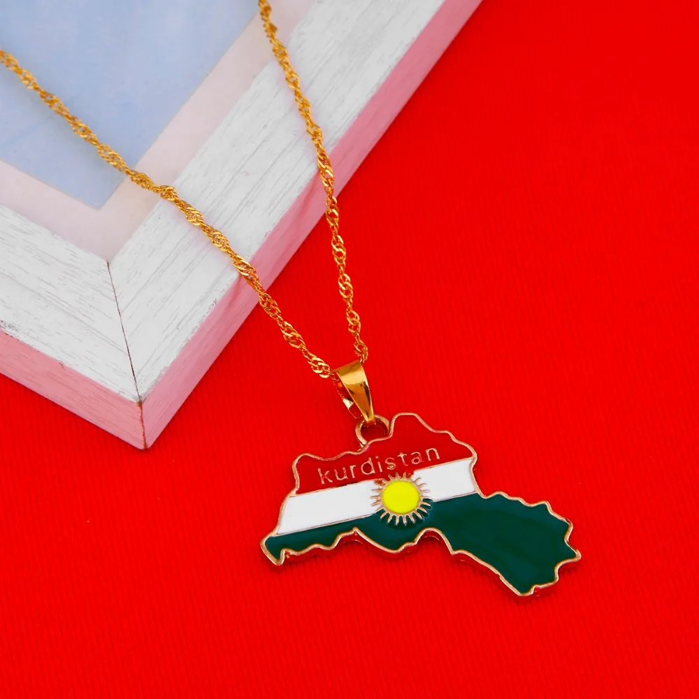 Kurdivan регион карта кулон ожерелье цепочка курдский золотой цвет коэрдистан