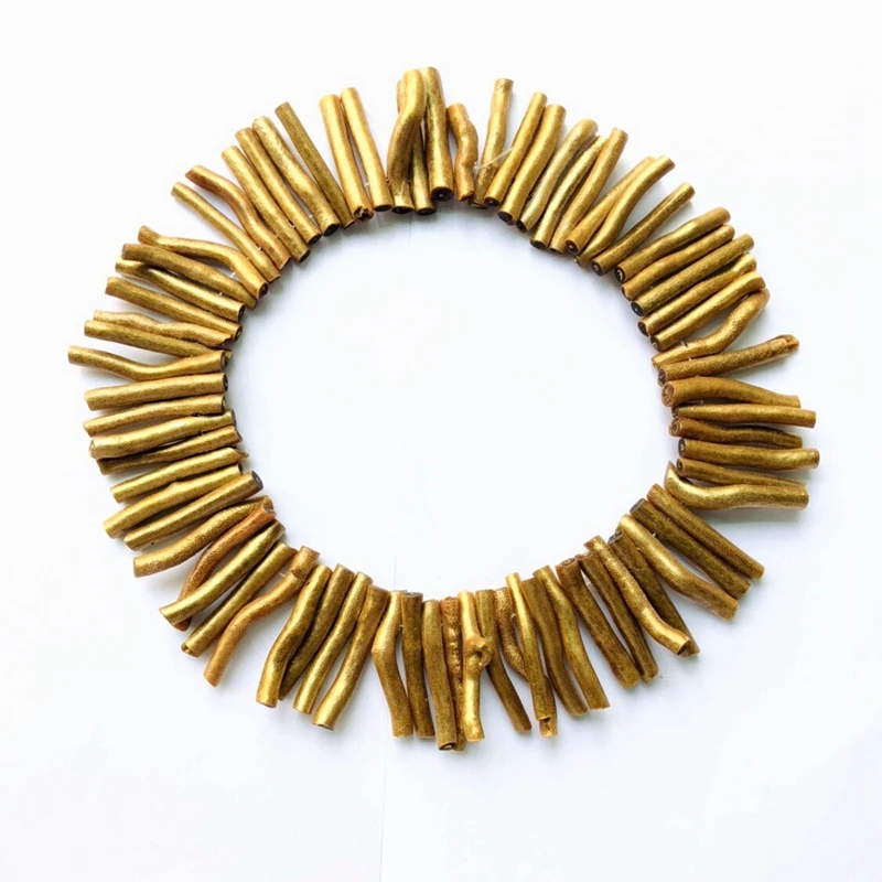Оптовая продажа нитка 15 5 дюйма (70 бусин) золотистая Коралловая дендритная 6x40 мм