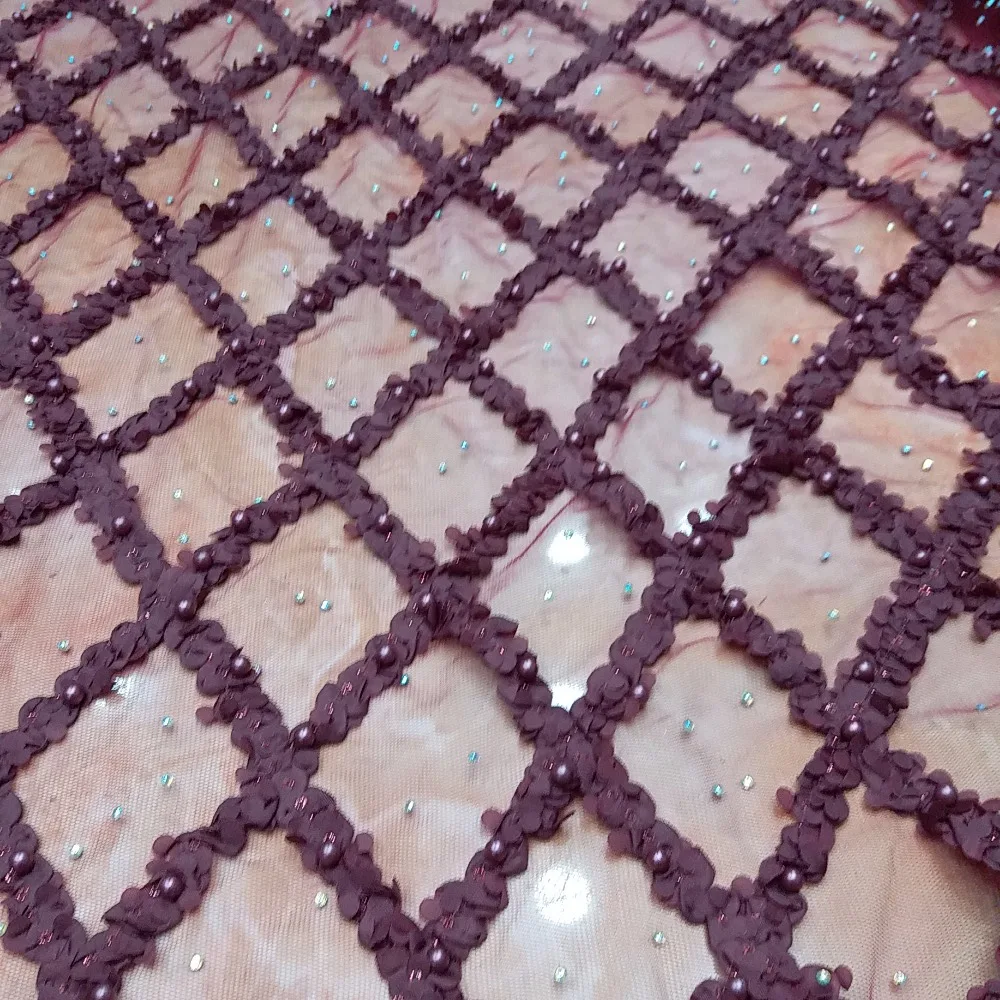 Красное вино свадебное платье ткань Франция Нигерия вышивальная нитка с класса