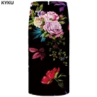 Юбка KYKU женская с цветочным принтом, Повседневная смешная юбка-карандаш с 3d принтом листьев и черных цветов, для вечеринок