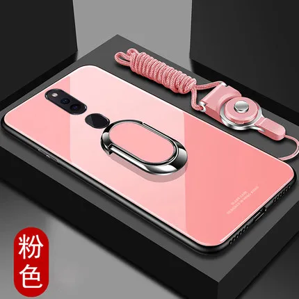 pink Для oppo F11 Pro Чехол из твердого закаленного стекла с кольцом-подставкой Магнитный защитный чехол на заднюю панель для oppo f11pro - Цвет: pink